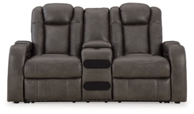 Fyne-Dyme Power Reclining Loveseat with Console - AJ's Home Furniture (Macon, GA)