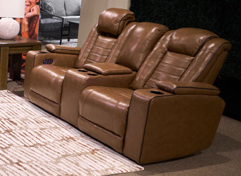 Gruaro Power Reclining Loveseat with Console - AJ's Home Furniture (Macon, GA)